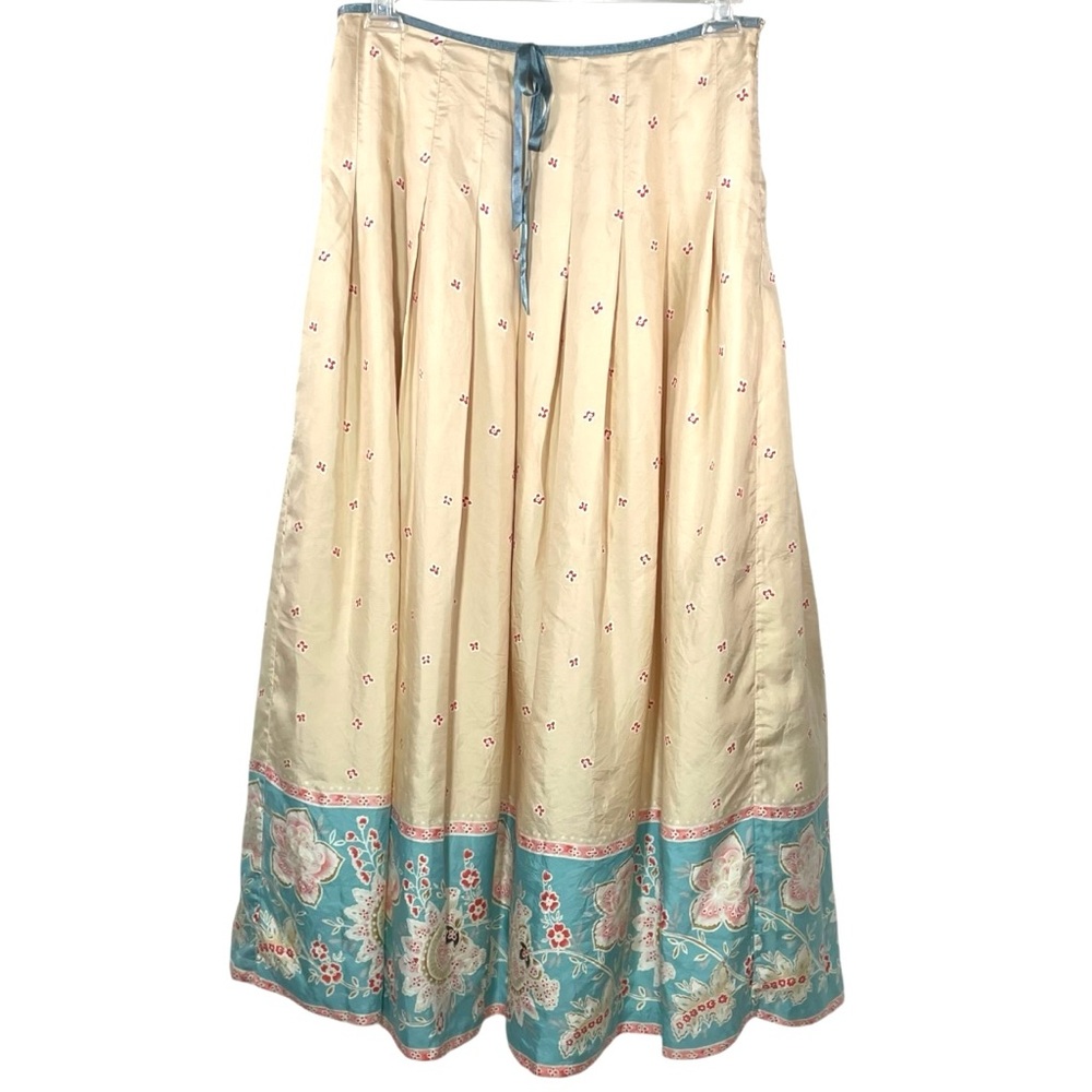 Massimo Dutti silk floral long  maxi skirt beige sz USA 10.  42/32 lined - Picture 11 of 11